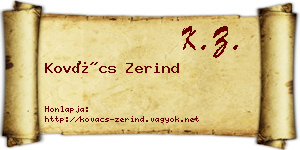 Kovács Zerind névjegykártya